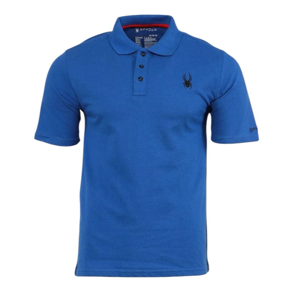 Spyder Men’s polo style classic athleisure blue button neckline collared shirt